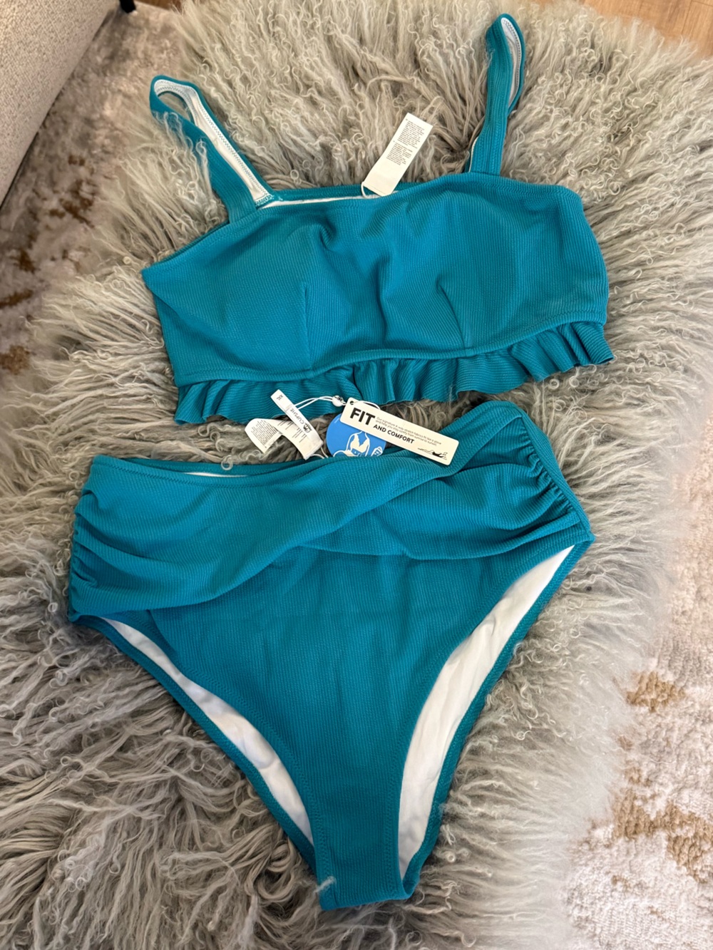 NWT Cupshe Teal Ruffle Two-Piece Bikini Set